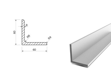 Kątownik aluminiowy 60x60x8 (EN 6060)