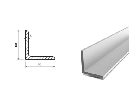 Kątownik aluminiowy 80x80x5 (EN 6060)