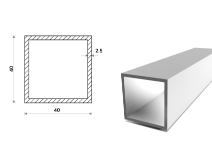 Profil aluminiowy 40x40x2,5 (EN 6060)