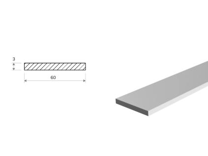 Płaskownik aluminiowy 60x3 (EN 6060)