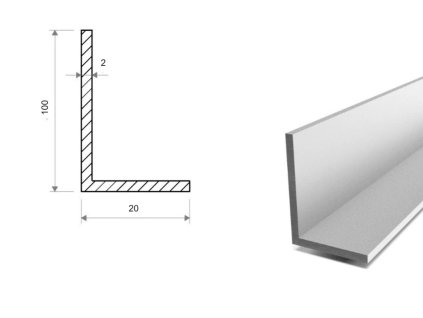 Kątownik aluminiowy 100x20x2 (EN 6060)