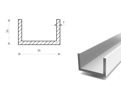 Ceownik aluminiowy 20x35x20x2
