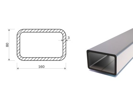 Profil stalowy 160x80x3