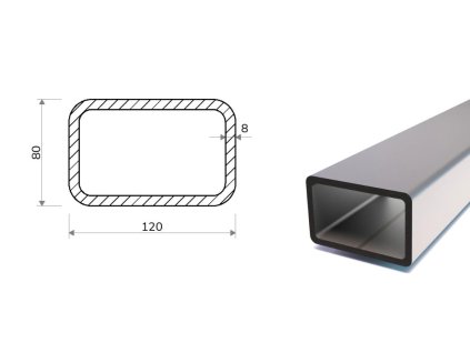 Profil stalowy 120x80x8 (S355)