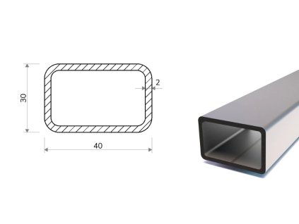 Profil stalowy 40x30x2 (S355)