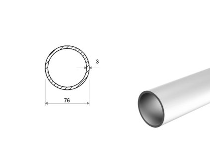 Rura aluminiowa 76x3 (EN 6060)