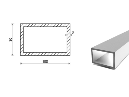 Profil aluminiowy 100x30x3 (EN 6060)