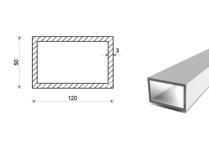 Profil aluminiowy 120x50x3 (EN 6060)