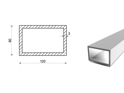 Profil aluminiowy 120x60x3 (EN 6060)