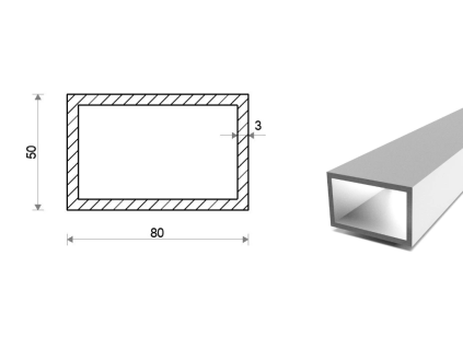 Profil aluminiowy 80x50x3 (EN 6060)