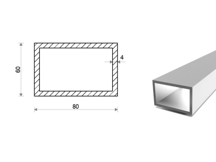Profil aluminiowy 80x60x4 (EN 6060)