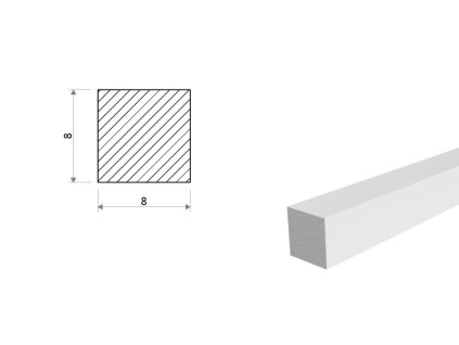 Kwadrat aluminiowy 8x8 mm (EN 6060)