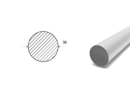 Pręt aluminiowy fi 36 mm (EN 2007)