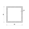 Profil aluminiowy 50x50x2,5 (EN 6060)